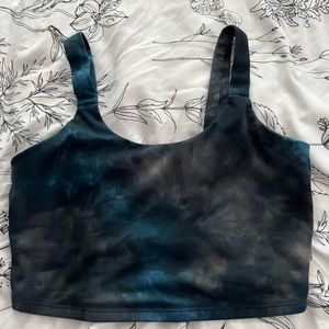 Black/blue tie dye sports bra